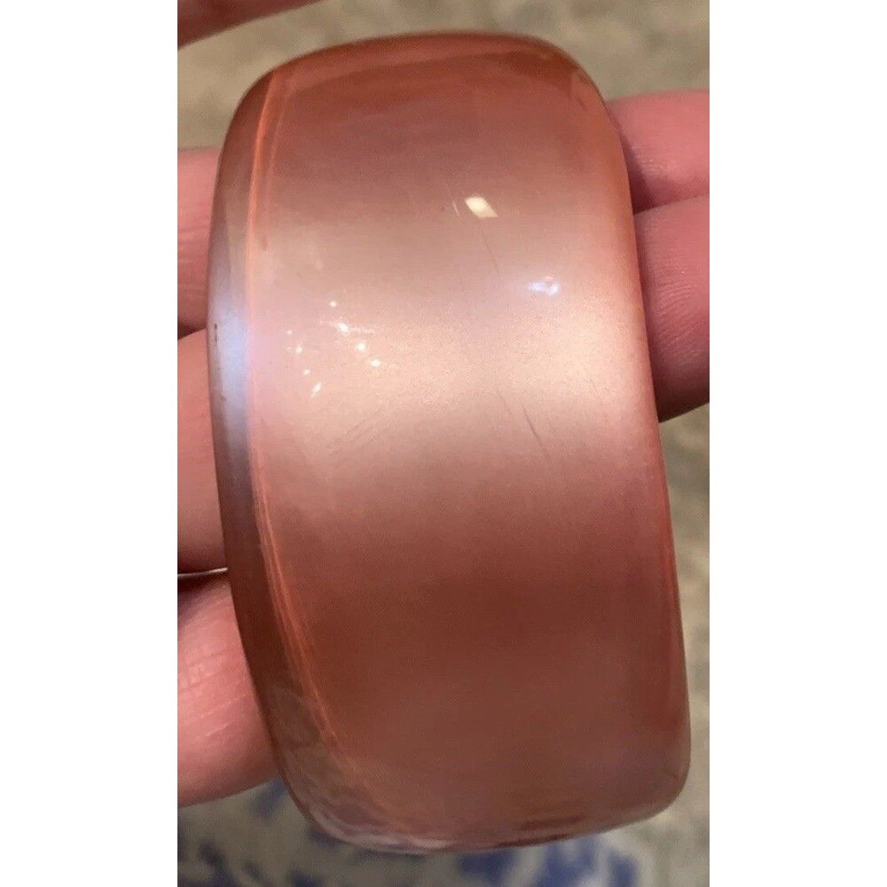 Vintage Chunky Bakelite Lucite Bangle Bracelet Pink Clear Moon Glow